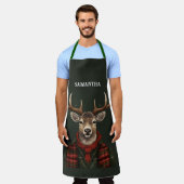 Tablier Ferme Rustique Plaid Deer Et Vert (Porté)