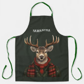 Tablier Ferme Rustique Plaid Deer Et Vert (Recto)