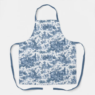 Tablier Ferme vintage Rustique Français Toile Bleu & Blanc