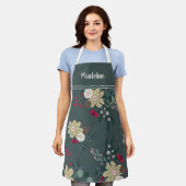 Tablier Festif Farmhouse Florals Noël personnalisé (Porté)