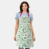 Tablier Festif Holly Berry Vacances vertes Imprimer Apron (Porté)