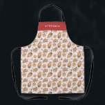 Tablier Festif Maison en pain d'épices Motif Noël blanc<br><div class="desc">Joyeux Noël | Tablier de vacances personnalisable. Il dispose d'un motif d'aquarelle d'une maison de pain d'épices festive avec sucres de canne,  menthe poivrée et accent de bonbons. Personnalisez en ajoutant vos détails. Ce tablier de Noël personnalisé est parfait comme un cadeau personnalisé. Des éléments correspondants sont disponibles.</div>