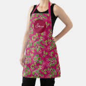 Tablier Festif Motif de feuillage de canneberge, Fuchsia (Insitu)