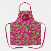 Tablier Festif Motif de feuillage de canneberge, Fuchsia (Recto)