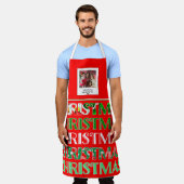 Tablier Festif personnalisé Rouge vert Noël Photo (Porté)