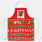 Tablier Festif personnalisé Rouge vert Noël Photo (Recto)