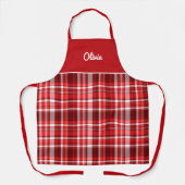 Tablier Festif rouge et blanc plaid (Recto)