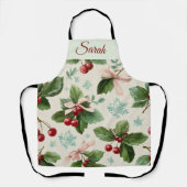 Tablier Festive Christmas Design Personalized Name Apron (Recto)