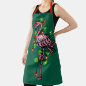 Tablier Festive holiday pink flamingo, red green twinkle (Insitu)