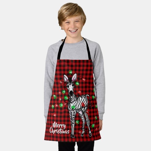 Tablier Festive Holiday Zebra, scintillement de buffle lég (Porté)