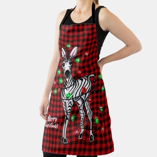 Tablier Festive Holiday Zebra, scintillement de buffle lég (Insitu)