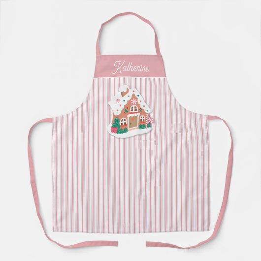 Tablier Festive mignonne Pingerbread Maison Nom de la band (Recto)