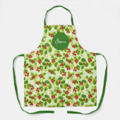 Tablier Festive Motif de fruits de canneberge, vert (Recto)