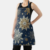 Tablier Festive Navy Blue & Gold Snowflake Pattern  (Insitu)