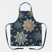 Tablier Festive Navy Blue & Gold Snowflake Pattern  (Recto)