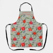 Tablier Festive Personalized Red ChristmasFloral (Recto)
