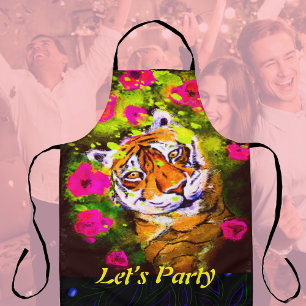 Tablier Fête Apron Tiger Faisons la fête sur tout l'imprim