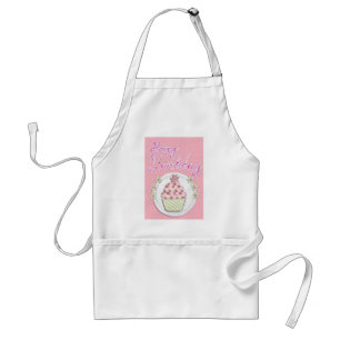 Tablier Fête Cupcake Rose Joyeux anniversaire