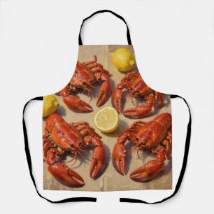 Tablier Fête de homard frais bouilli au citron sur journal