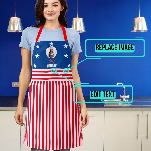 Tablier Fête de l'Indépendance Rouge Blanc et Bleu