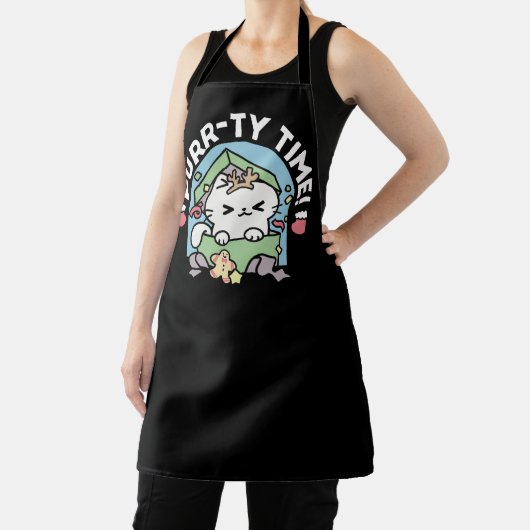 Tablier Fête de Noël avec Purr-ty Time Cat (Insitu)