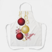 Tablier Fête de Noël Blanche, Or et Rouge (Recto)