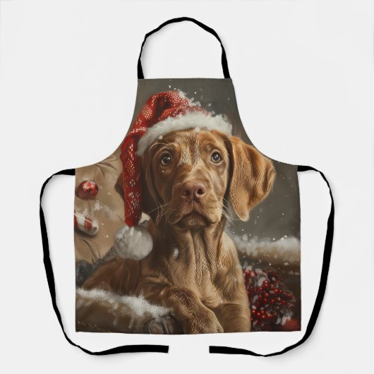 Tablier Fête de Noël de Chien Vizsla (Recto)