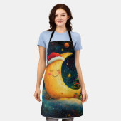 Tablier Fête de Noël drôle Lune Galaxy (Porté)