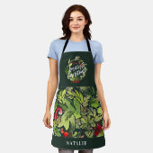 Tablier Fête de Noël du feuillage rouge et vert (Porté)