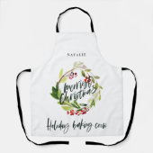 Tablier Fête de Noël du feuillage rouge et vert (Recto)