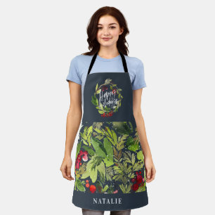 Tablier Fête de Noël du feuillage rouge et vert