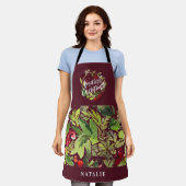 Tablier Fête de Noël du feuillage rouge et vert (Porté)