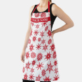 Tablier Fête de Noël Etoiles de neige blanches et rouges (Insitu)