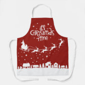 Tablier Fête de Noël Fête rouge père Noël rennes (Recto)