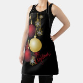 Tablier Fête de Noël noire, or et rouge (Insitu)