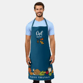 Tablier Fête de Thanksgiving bleu | Vacances personnalisée (Porté)