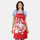 Tablier Fête Décorative Rouge de Célébration (Porté)