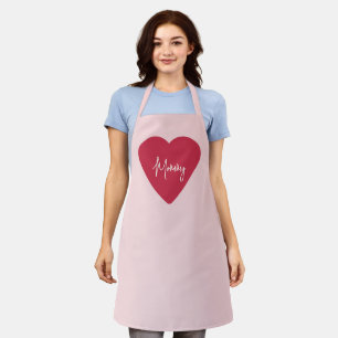 Tablier Fête des Mères - Cadeau Soft Rose & Red Heart -