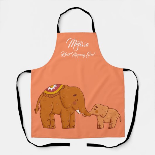Tablier Fête des Mères Eléphants mignons. (Recto)