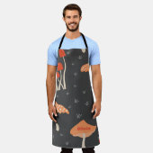Tablier Fête des Mères moderne Orange Champignons Apron (Porté)