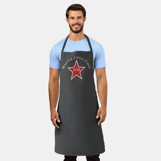 Tablier Fête des pères, Master Grill Chef Red Star (Porté)