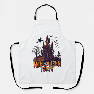 Tablier Fête d'Halloween Château Hanté Citrouilles Chauves