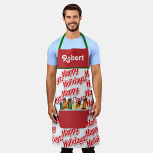 Tablier Fête Rouge De Glace Avec Bière Joyeuses Vacances