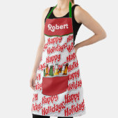 Tablier Fête Rouge De Glace Avec Bière Joyeuses Vacances (Insitu)
