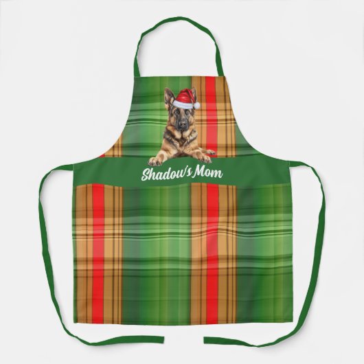 Tablier Fêtes Plaid Berger Allemand Père Noël Chien Noël (Recto)