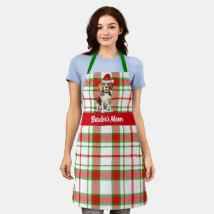 Tablier Fêtes Rouge Vert Plaid Chien Beagle Noël