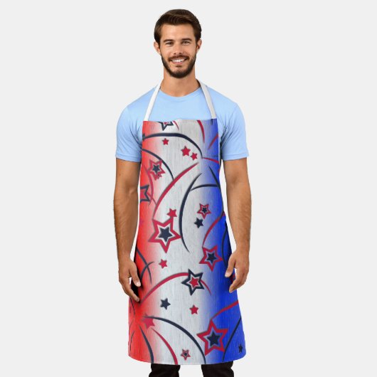 Tablier Feu d'artifice en bleu blanc rouge (Porté)