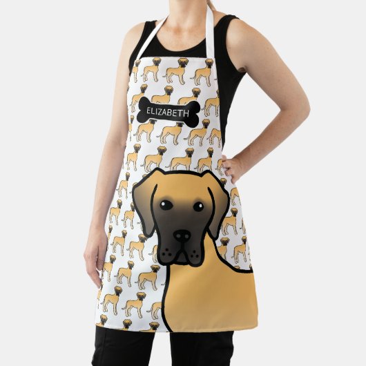 Tablier Feu Great Dane mignon Dessin Chien et nom (Insitu)