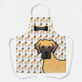 Tablier Feu Great Dane mignon Dessin Chien et nom (Recto)