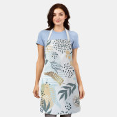 Tablier Feuillage bleu blanc or feuille botanique (Porté)